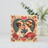 Vintages romantisches Valentinstag Feiertagskarte (Stehend Vorderseite)