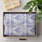 Vintages Rooster Blue Floral Script Seidenpapier (Geschenk)