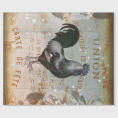 Vintages Rooster Ephemera Dekoupage Wrapping Paper Geschenkpapier (Flach)