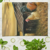 Vintages Rooster Hens Rustikales Barcoop Geschirrtuch (Gefaltet)