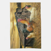 Vintages Rooster Hens Rustikales Barcoop Geschirrtuch (Vertikal)