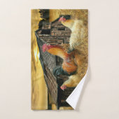 Vintages Rooster Hens Rustikales Barcoop Handtuch (Handtuch)