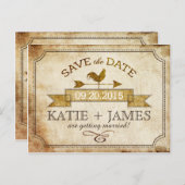 Vintages Rooster Rustikales Land Save the Date Ankündigungspostkarte (Vorne/Hinten)