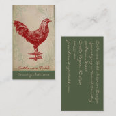 Vintages Rooster-Shabby Chic - Innendesign Visitenkarte (Vorne/Hinten)