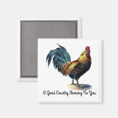 Vintages Rooster Square Magnet (Vorderseite/Rückseite)