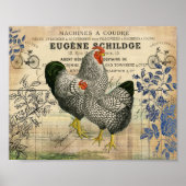 Vintages Rooster und Hen Ephemera Poster (Vorne)