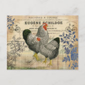 Vintages Rooster und Hen Ephemera Postkarte (Vorderseite)