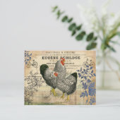 Vintages Rooster und Hen Ephemera Postkarte (Stehend Vorderseite)