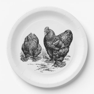 Vintages Rooster und Hen-Teller Pappteller