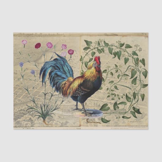 Vintages Rooster Ven Map Tissue Paper Seidenpapier (Vorderseite)