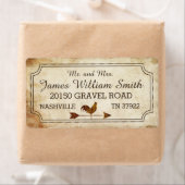 Vintages Rooster-Wetter-Vane Rustic Wedding Label (Insitu)