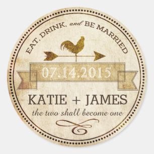 Vintages Rooster-Wetter-Vane Rustic Wedding Label Runder Aufkleber