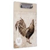 Vintages Roosterjahr 2017 Monogramm-Zwischenablage Klemmbrett (Rechts)