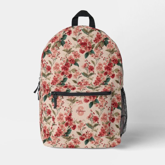 Vintages rosa Azalea Blumenmuster - Klassisches Mu Bedruckter Rucksack (Vorderseite)