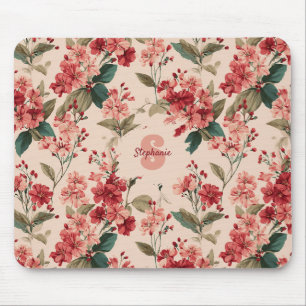 Vintages rosa Azalea Blumenmuster - Klassisches Mu Mousepad