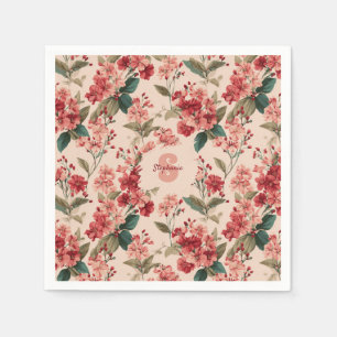 Vintages rosa Azalea Blumenmuster - Klassisches Mu Serviette