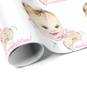 Vintages rosa Babyduschpapier Geschenkpapier (Rolleneckpunkt)