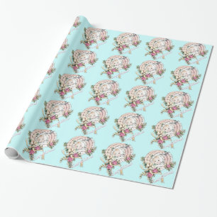 Vintages rosa Babyduschpapier Geschenkpapier
