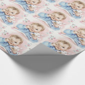 Vintages rosa Babyduschpapier Geschenkpapier (Ecke)