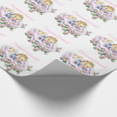 Vintages rosa Babyduschpapier Geschenkpapier (Ecke)
