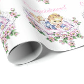 Vintages rosa Babyduschpapier Geschenkpapier (Rolleneckpunkt)