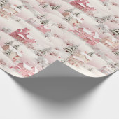 Vintages rosa Baummuster Geschenkpapier (Ecke)