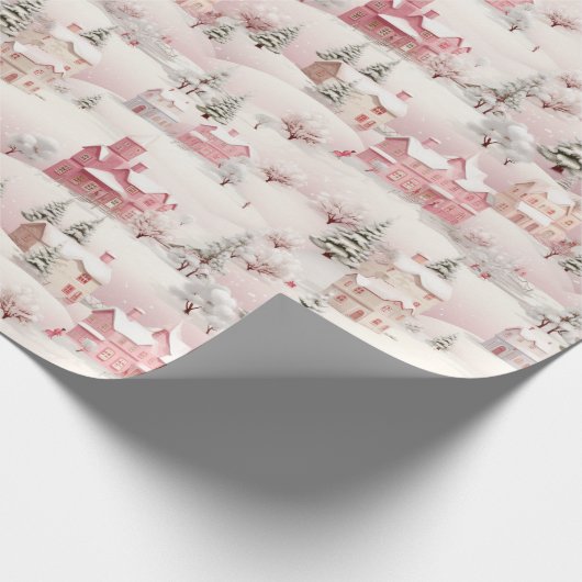 Vintages rosa Baummuster Geschenkpapier (Ecke)