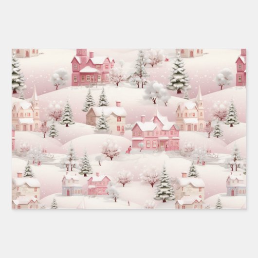 Vintages rosa Baummuster Geschenkpapier Set (Vorderseite)