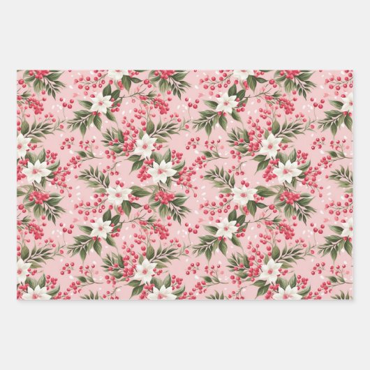 Vintages rosa Baummuster Geschenkpapier Set (Vorderseite 2)