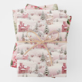 Vintages rosa Baummuster Geschenkpapier Set (Beispiel)