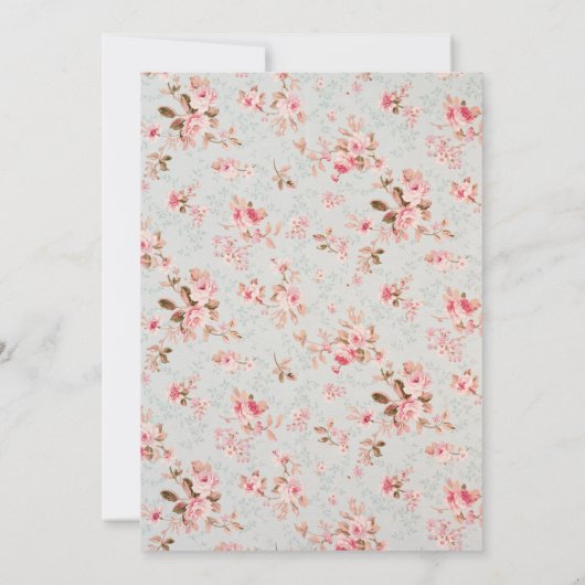 Vintages Rosa Blumengarten Party Brautparty Einladung (Rückseite)