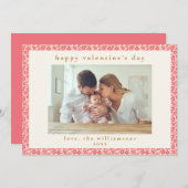 Vintages Rosa Blumengebäck Valentinstag Foto Feiertagskarte (Vorne/Hinten)