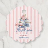 Vintages Rosa Blumenkohl Bridal Tee Party Geschenkanhänger (Rückseite)