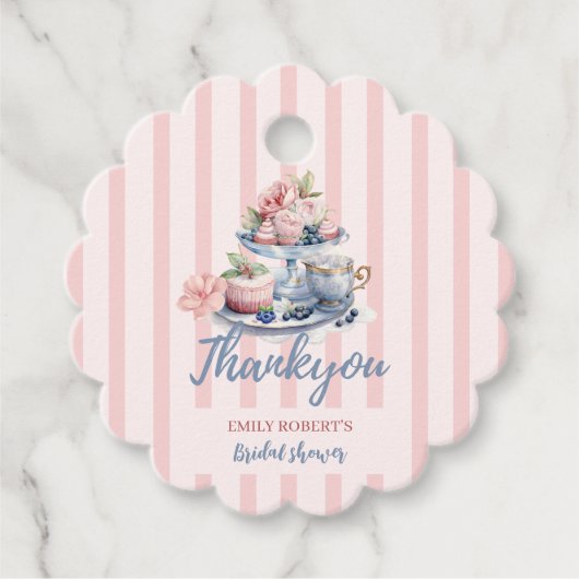 Vintages Rosa Blumenkohl Bridal Tee Party Geschenkanhänger (Vorderseite)