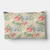 Vintages rosa Blumenmuster Monogramm Zubehörtasche (Rückseite)