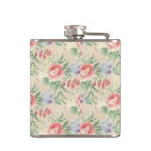 Vintages rosa Blumenmuster Personalisiert Flachmann (Rückseite)