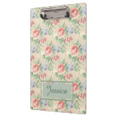 Vintages rosa Blumenmuster Personalisiert Klemmbrett (Links)