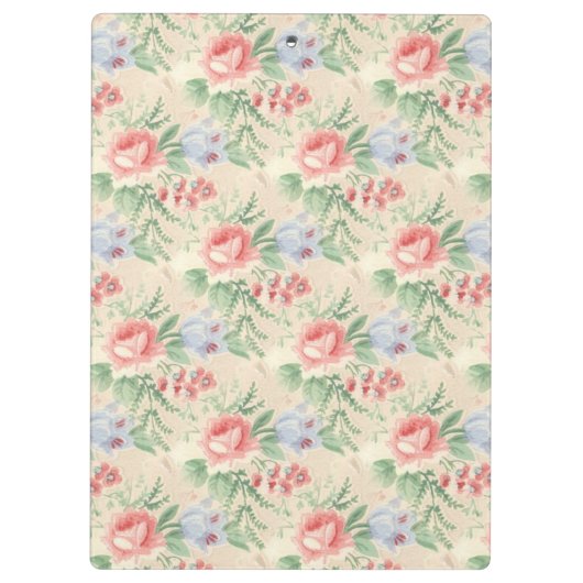 Vintages rosa Blumenmuster Personalisiert Klemmbrett (Rückseite)