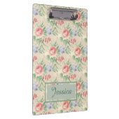 Vintages rosa Blumenmuster Personalisiert Klemmbrett (Rechts)