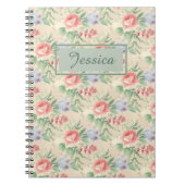 Vintages rosa Blumenmuster Personalisiert Notizblock (Vorderseite)