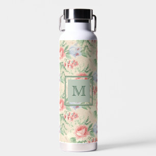 Vintages rosa Blumenmuster Personalisiert Trinkflasche