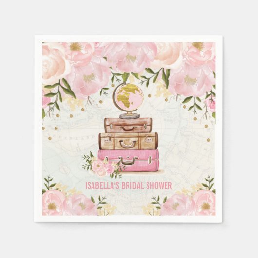 Vintages Rosa Blumenrosa Brautparty Serviette (Vorderseite)