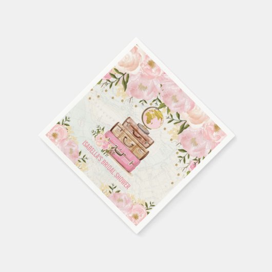 Vintages Rosa Blumenrosa Brautparty Serviette (Ecke)