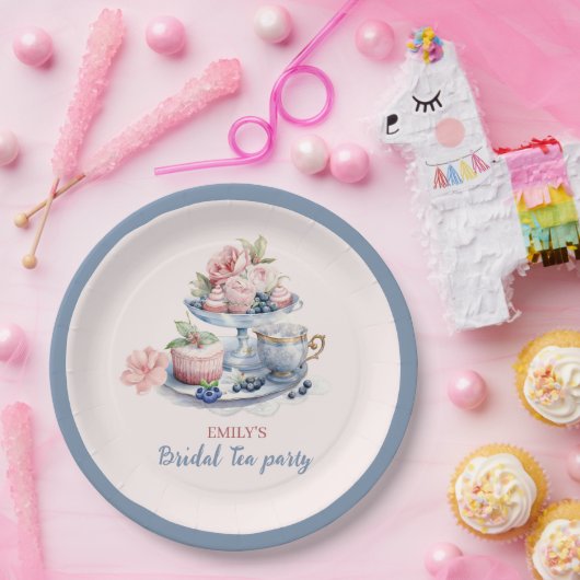 Vintages Rosa Blumentee Party Brautparty Pappteller (Party)