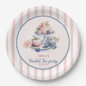 Vintages Rosa Blumentee Party Brautparty Pappteller (Vorderseite)