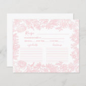 Vintages rosa Brautparty Rezept Karte abziehen (Vorne/Hinten)