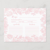 Vintages rosa Brautparty Rezept Karte abziehen (Vorderseite)