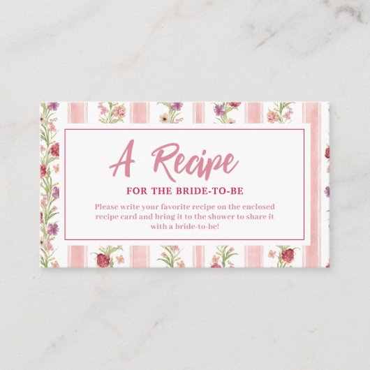 Vintages rosa Bug-Brautparty Gemeinsames Rezept Begleitkarte (Vorderseite)