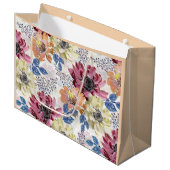 Vintages Rosa-Chrysanthemum Große Geschenktüte (Vorderseite Schrägansicht)