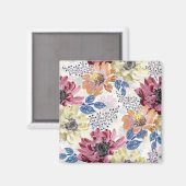 Vintages Rosa-Chrysanthemum Magnet (Vorderseite/Rückseite)